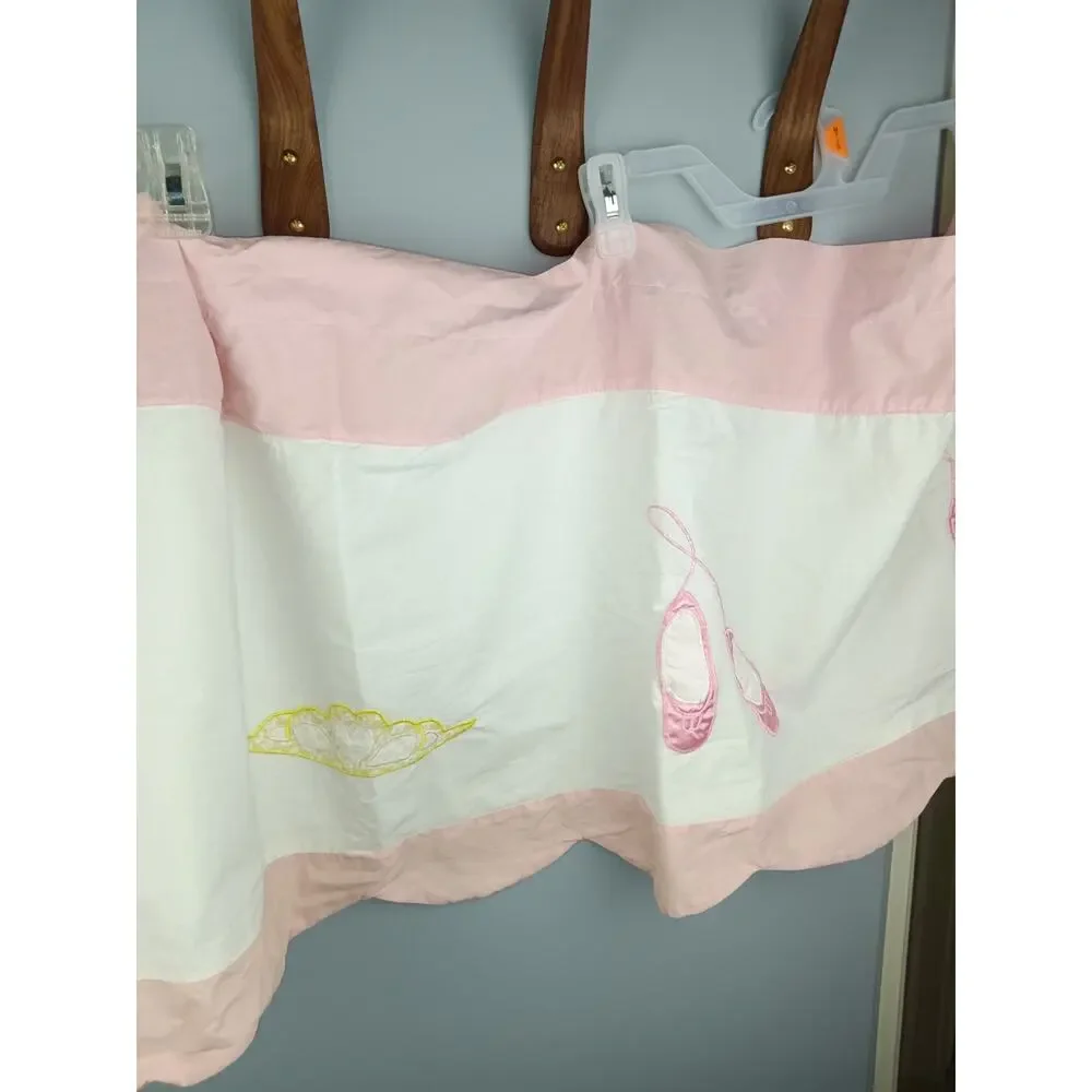 Ballet Recital Pink & White Ballet Embroidered Valance Curtain